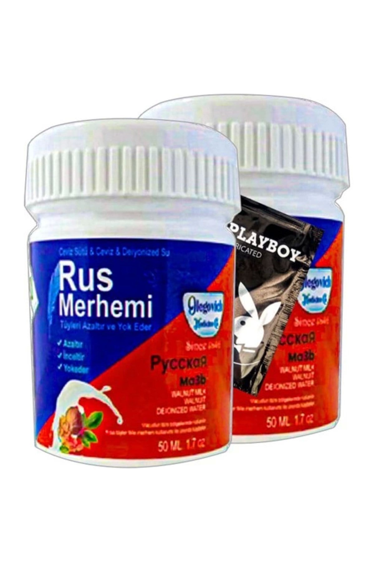 Playboy Blue Rus Merhemi 2 Tane 50 ml Tüy Dökücü Krem + Yanında Jel