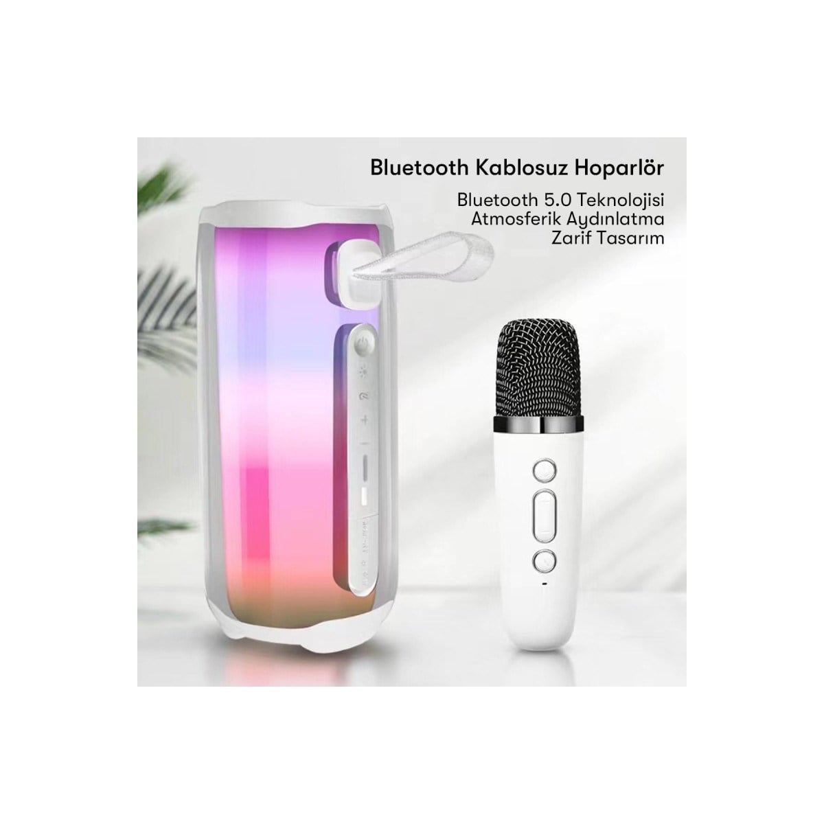 Pluse 5 Mikrofonlu RGB Kablosuz Hoparlör - Siyah