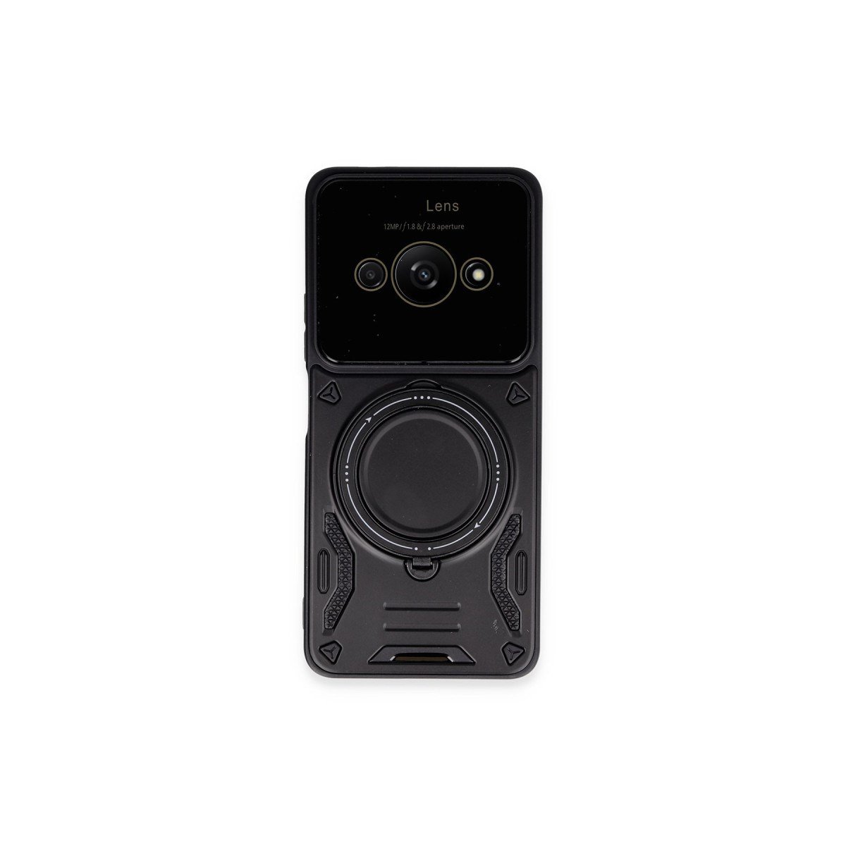 Poco C61 Kılıf Joy Lens Standlı Kapak - Siyah