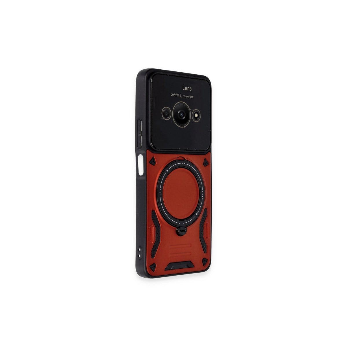 Poco C61 Kılıf Joy Lens Standlı Kapak - Kırmızı