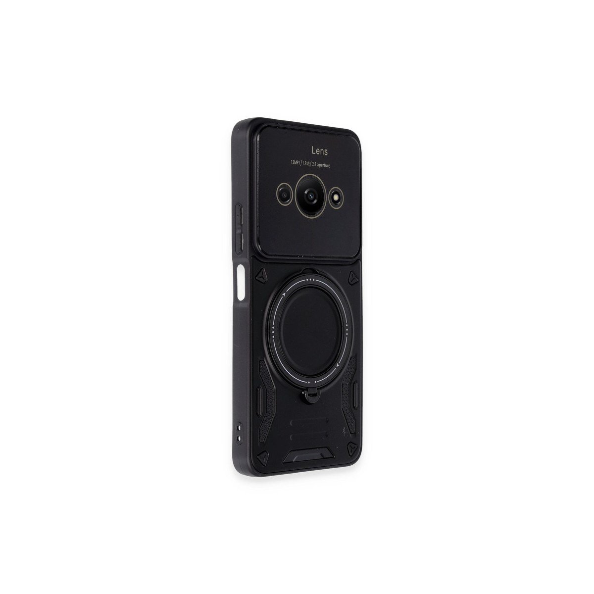 Poco C61 Kılıf Joy Lens Standlı Kapak - Siyah
