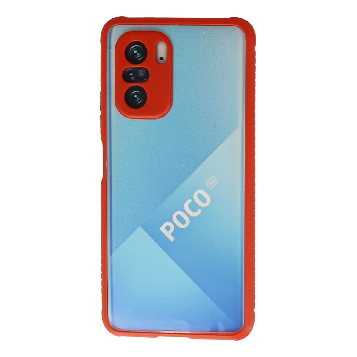 Poco F3 Kılıf Miami Şeffaf Silikon - Kırmızı