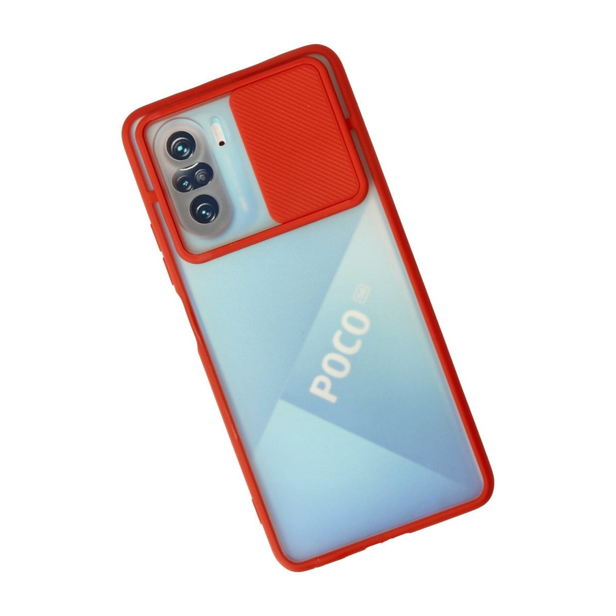 Poco F3 Kılıf Palm Buzlu Kamera Sürgülü Silikon - Kırmızı