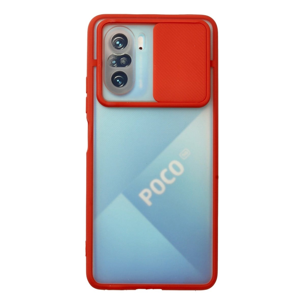 Poco F3 Kılıf Palm Buzlu Kamera Sürgülü Silikon - Kırmızı