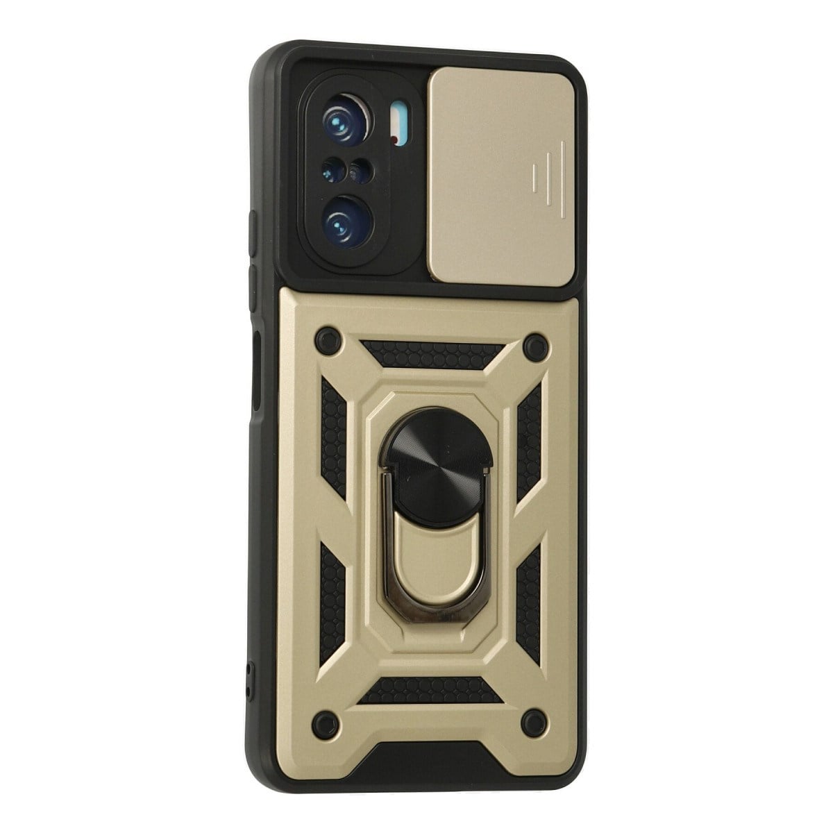 Poco F3 Kılıf Pars Lens Yüzüklü Silikon - Gold