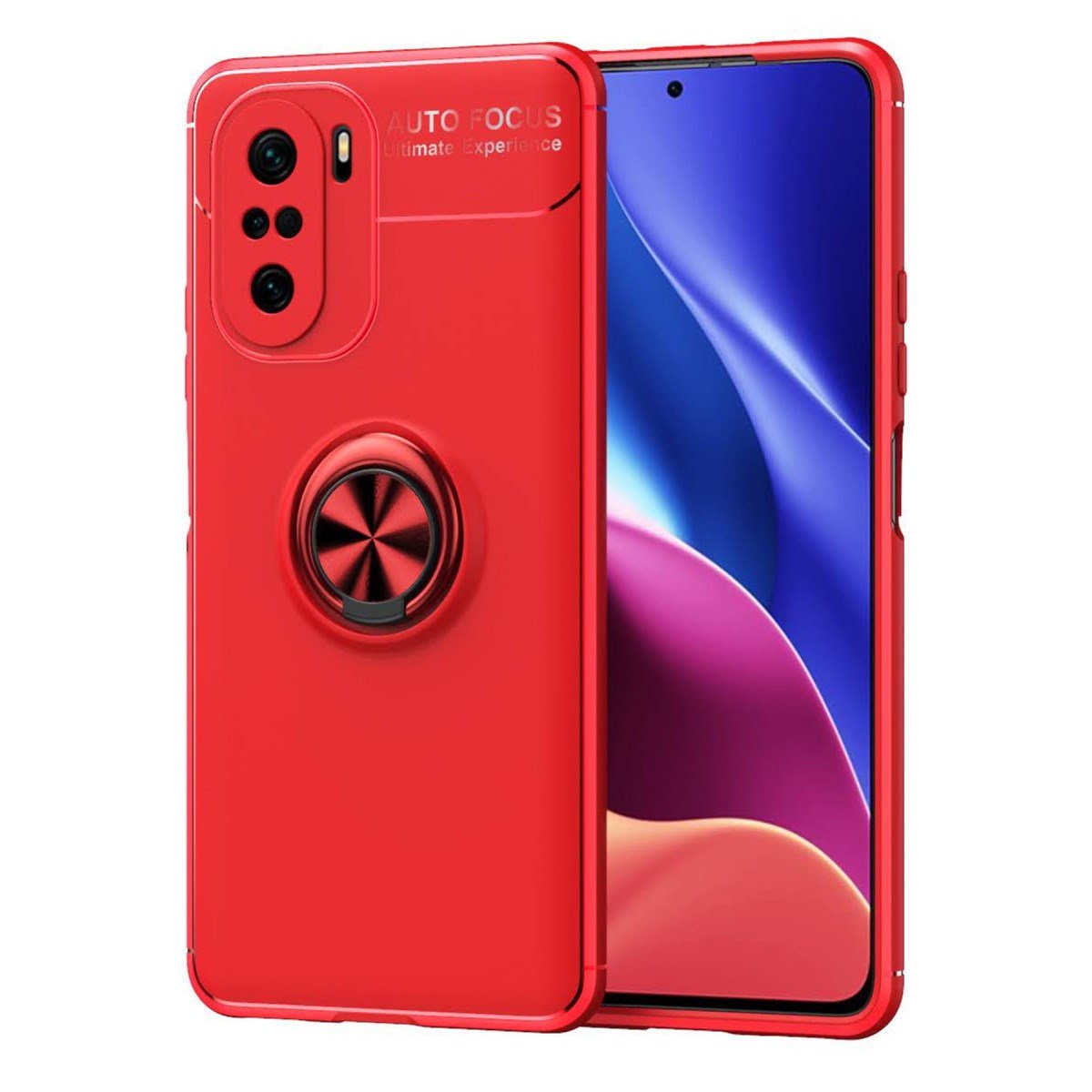 Poco F3 Kılıf Range Yüzüklü Silikon - Kırmızı