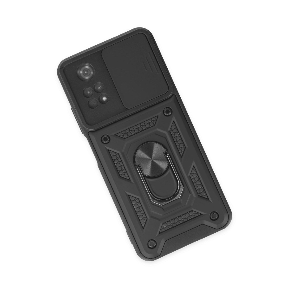 Poco M4 Pro 4G Kılıf Pars Lens Yüzüklü Silikon - Siyah