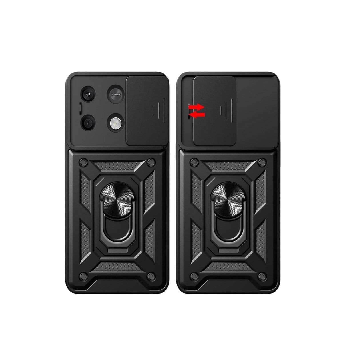 Poco M6 Pro 4G Kılıf Pars Lens Yüzüklü Silikon - Siyah