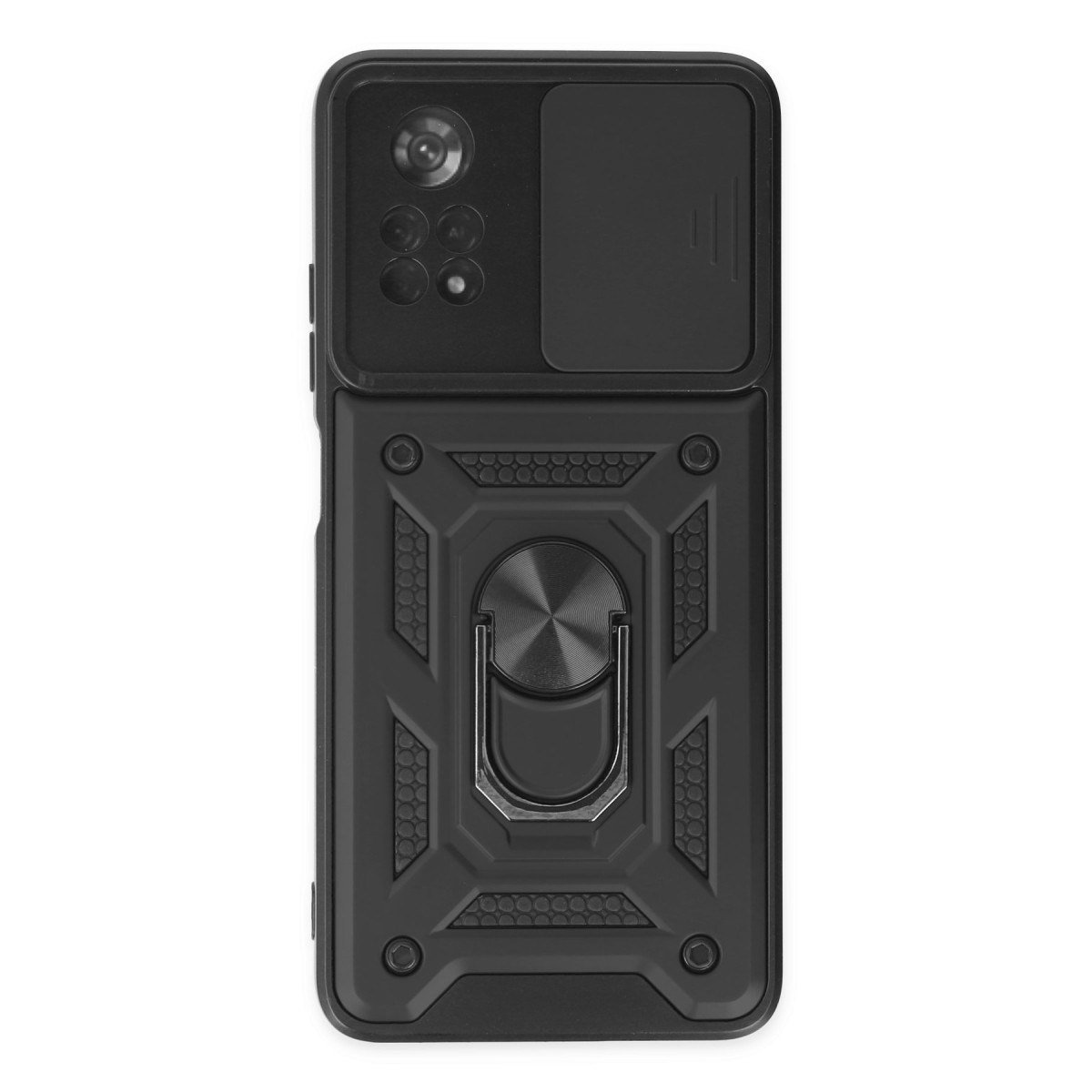 Poco X4 Pro 5G Kılıf Pars Lens Yüzüklü Silikon - Siyah