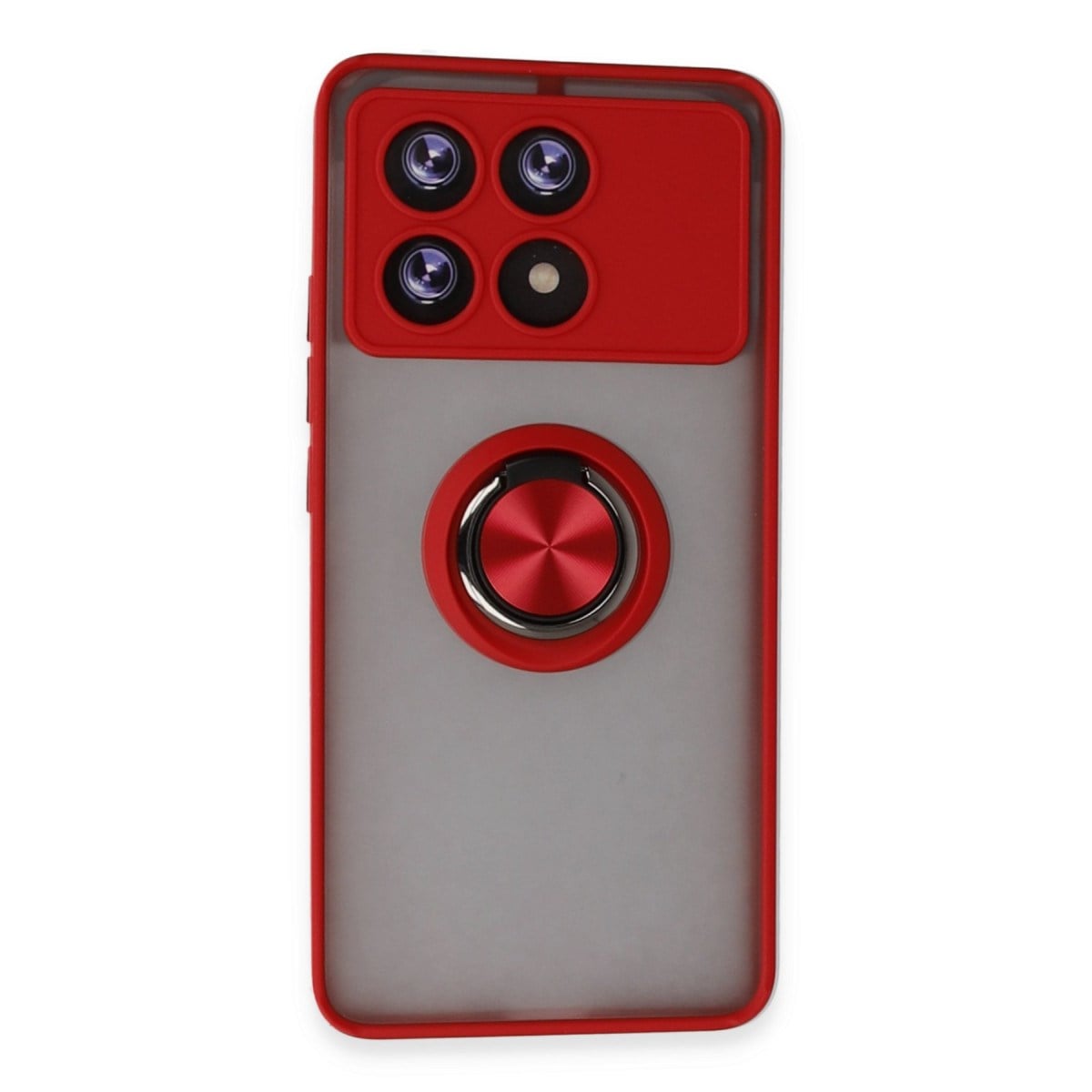 Poco X6 Pro Kılıf Montreal Yüzüklü Silikon Kapak - Kırmızı