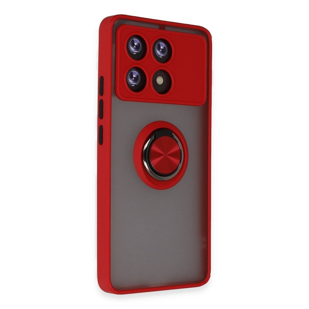 Poco X6 Pro Kılıf Montreal Yüzüklü Silikon Kapak - Kırmızı
