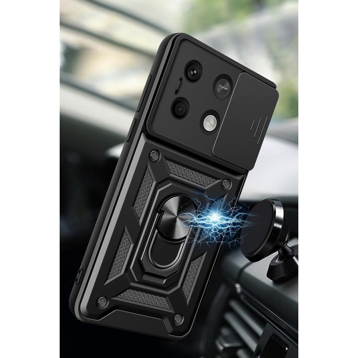 Poco X6 Pro Kılıf Pars Lens Yüzüklü Silikon - Kırmızı