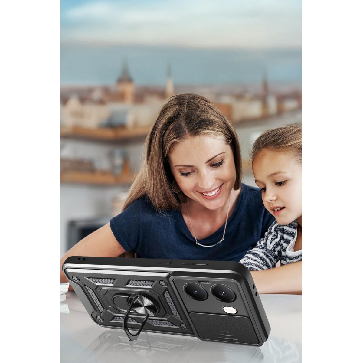Poco X7 Pro Kılıf Pars Lens Yüzüklü Silikon - Siyah