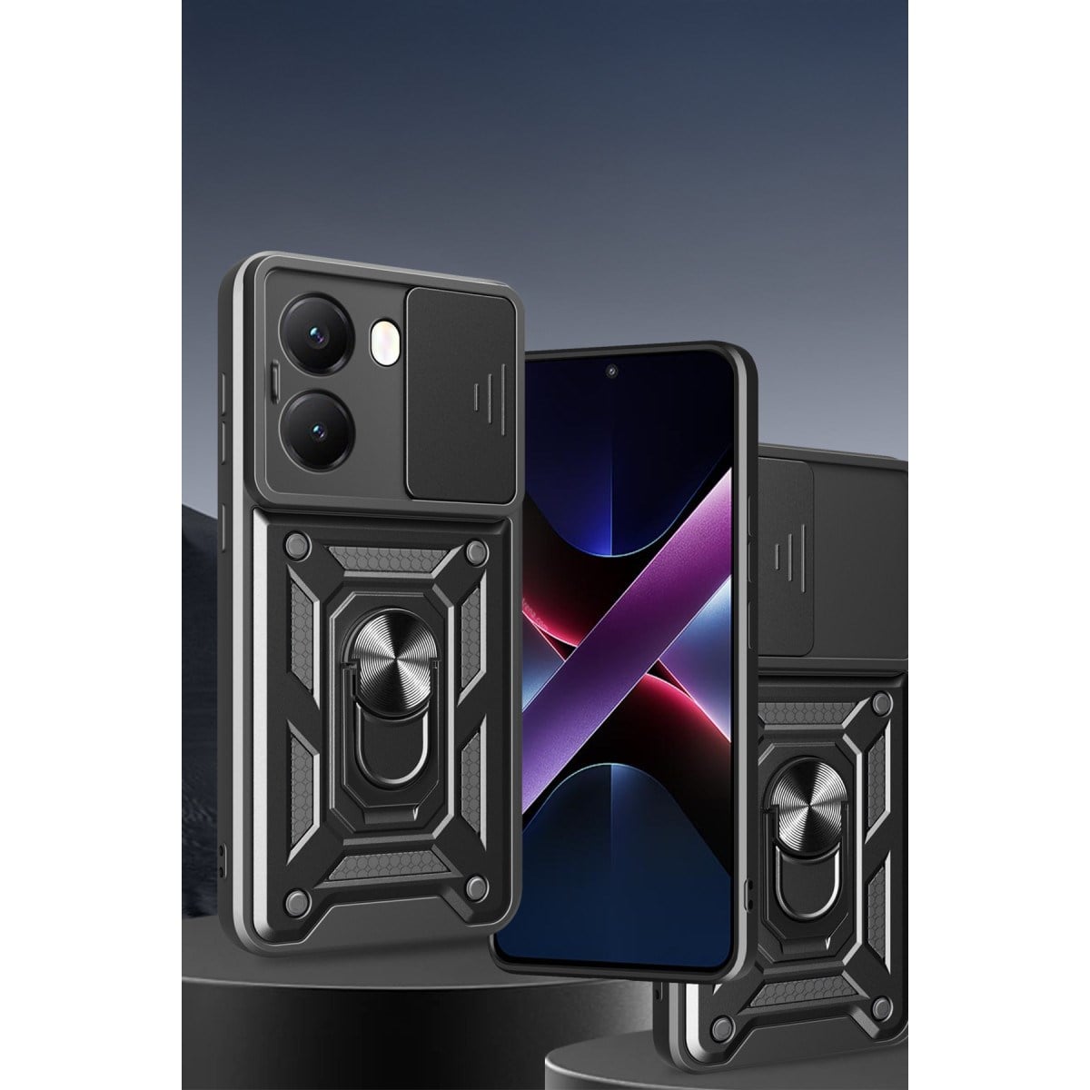 Poco X7 Pro Kılıf Pars Lens Yüzüklü Silikon - Siyah