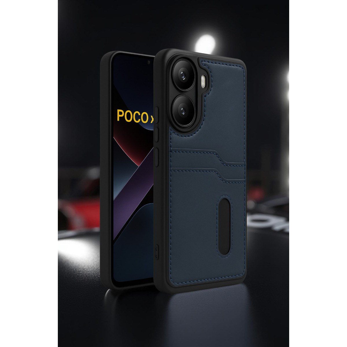Poco X7 Pro Kılıf Sara Kartvizitli Deri Kılıf - Siyah