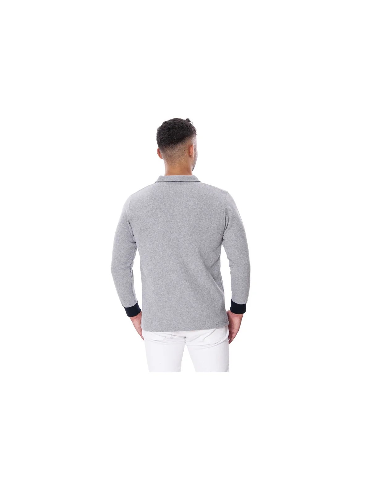 Polo Yaka İki İplik Uzun Kol Sweat Gri XXXL