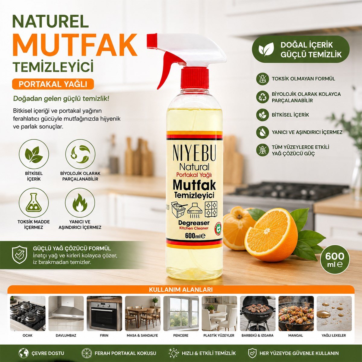Portakal Kokulu Mutfak Temizleyici 600ml
