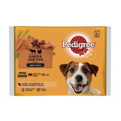 Pouch Sığır Etli Kuzulu ve Hindili Yetişkin Köpek Konservesi 4x100 Gr