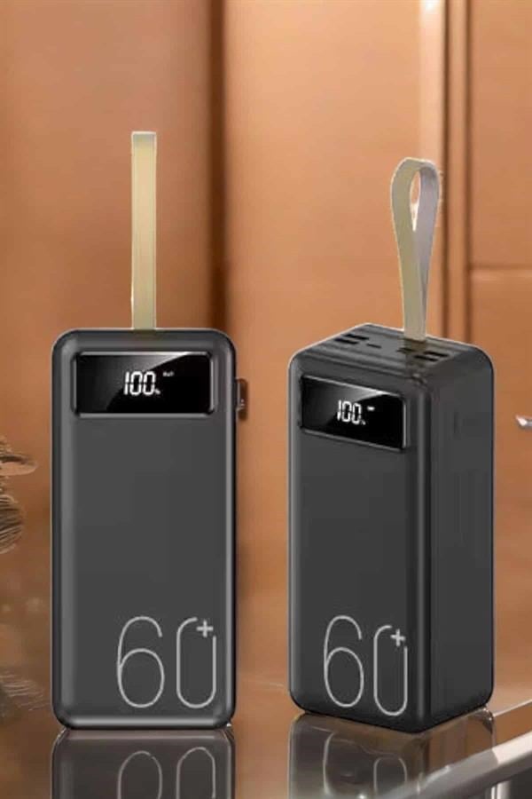 Powerbank 60.000 Mah Hızlı Şarj 4 Çıkışlı Uzun Şarj Süreli Dijital Göstergeli