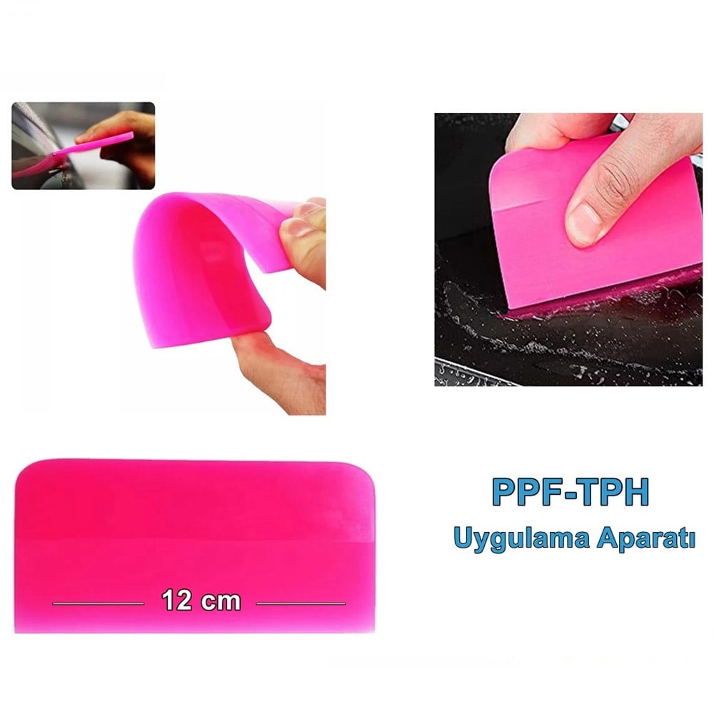 PPF/TPH Silikon Çekçek Ragle Cam Filmi Çekme Uygulama Aparatı Pembe 12x7.5cm