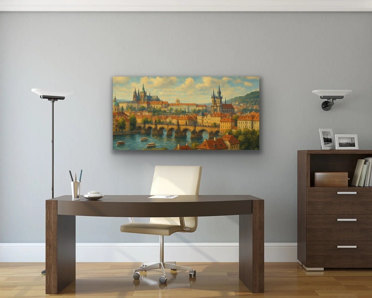 Prag Şehir Manzarası Kanvas Tablo 60x120cm