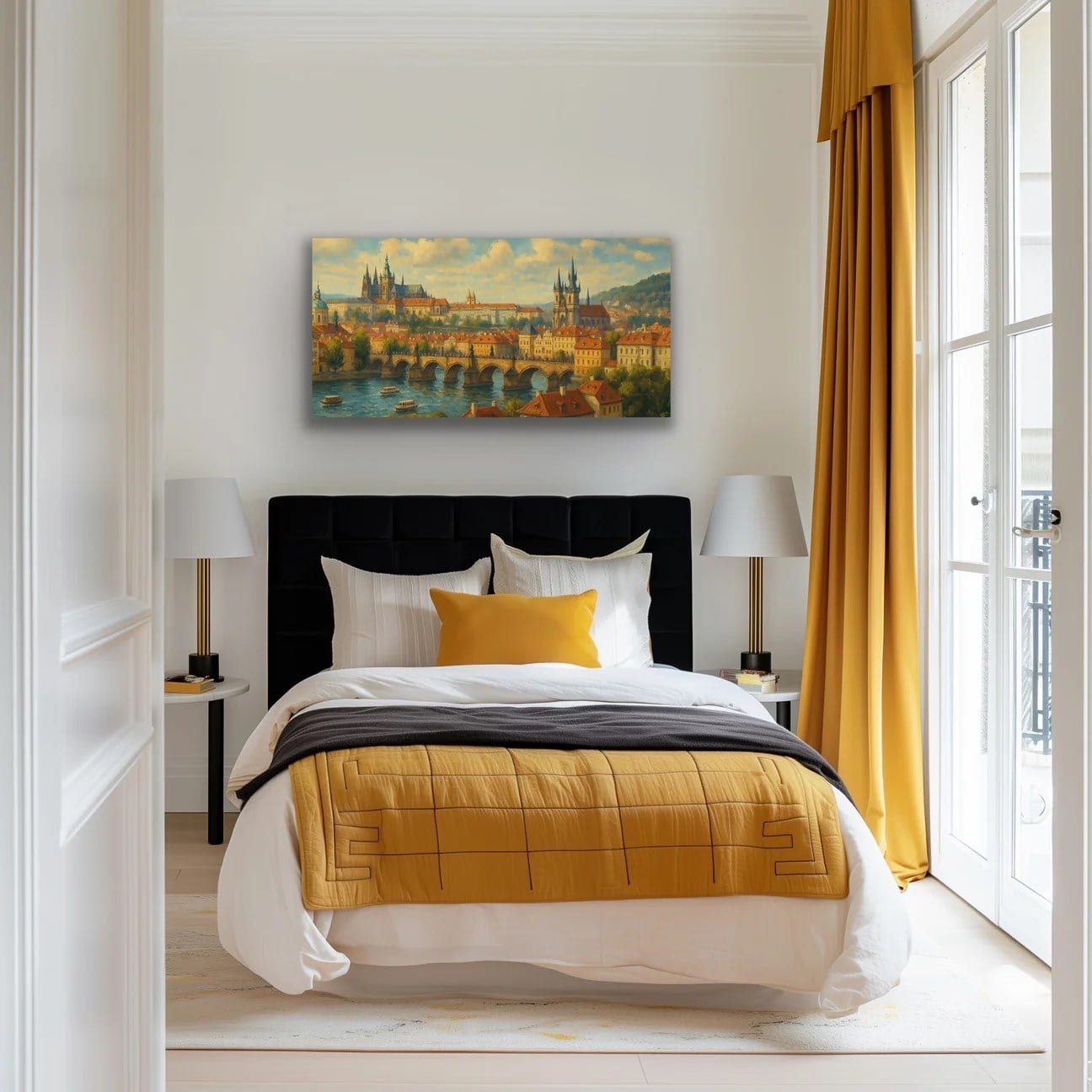 Prag Şehir Manzarası Kanvas Tablo 60x120cm