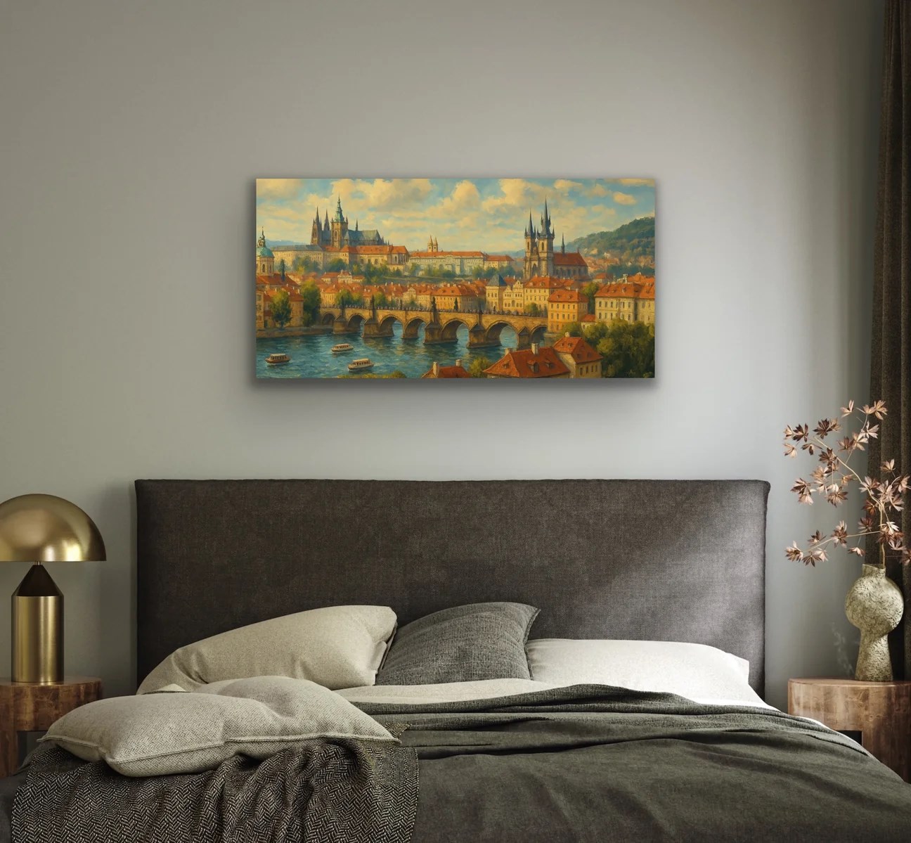 Prag Şehir Manzarası Kanvas Tablo 60x120cm