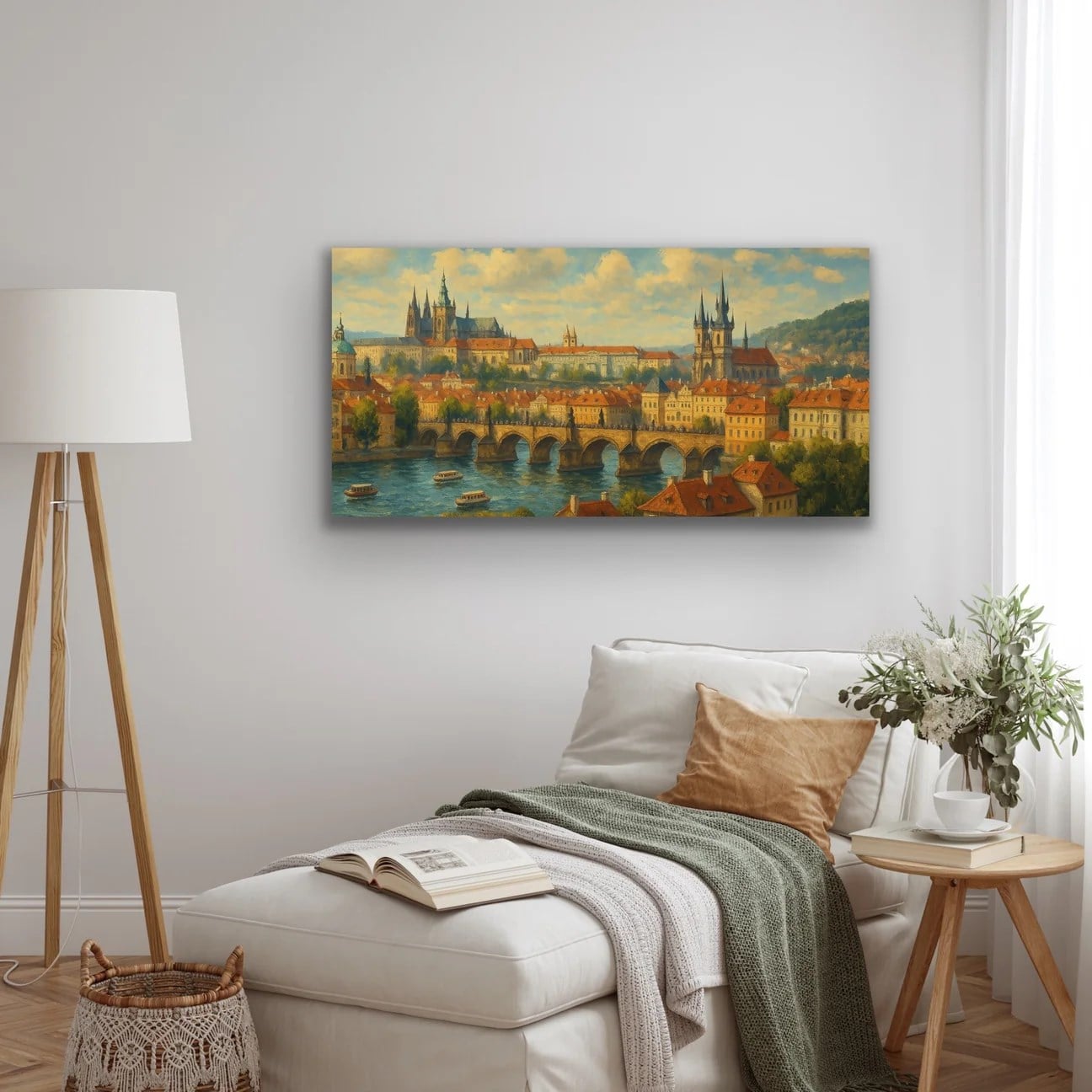 Prag Şehir Manzarası Kanvas Tablo 60x120cm