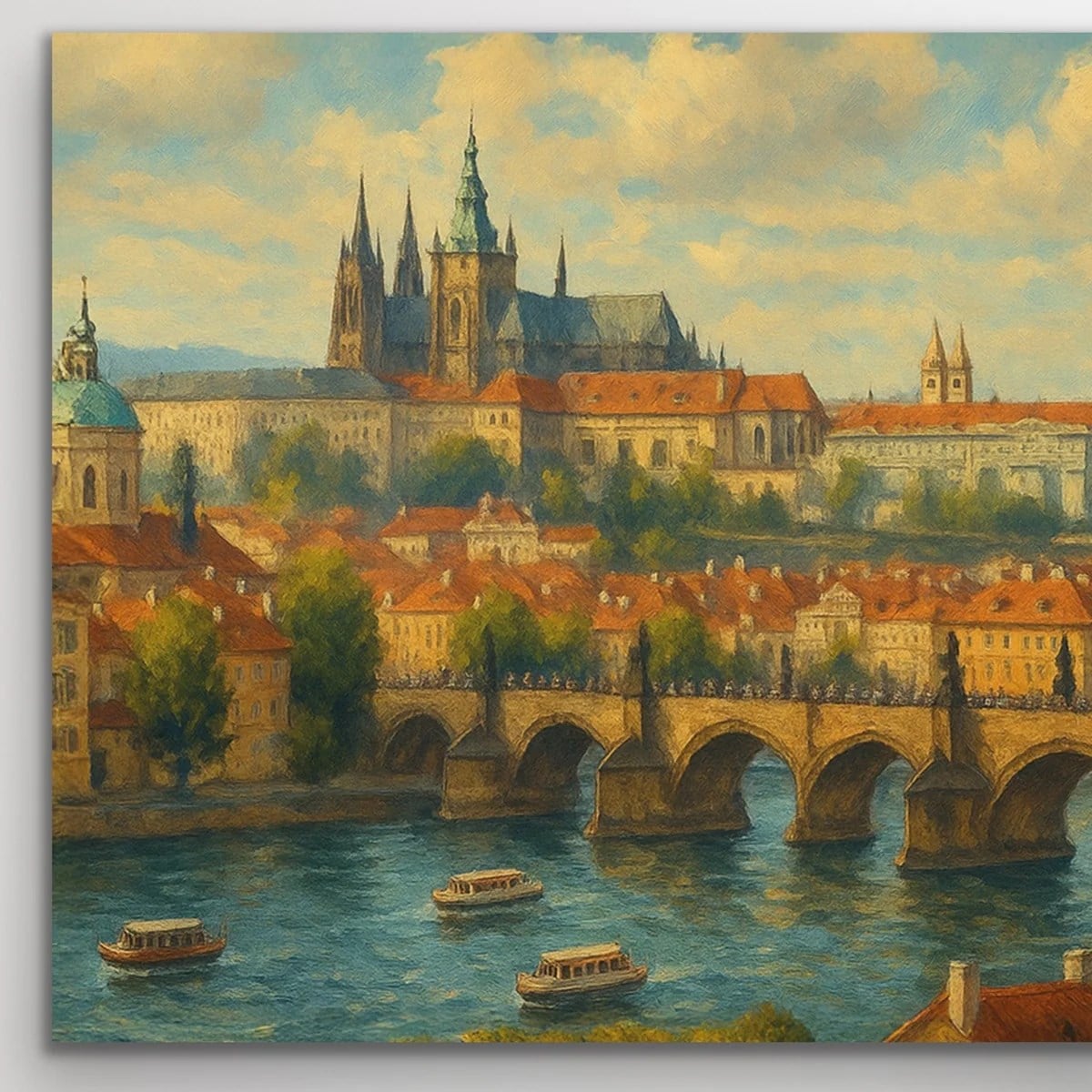 Prag Şehir Manzarası Kanvas Tablo 60x120cm