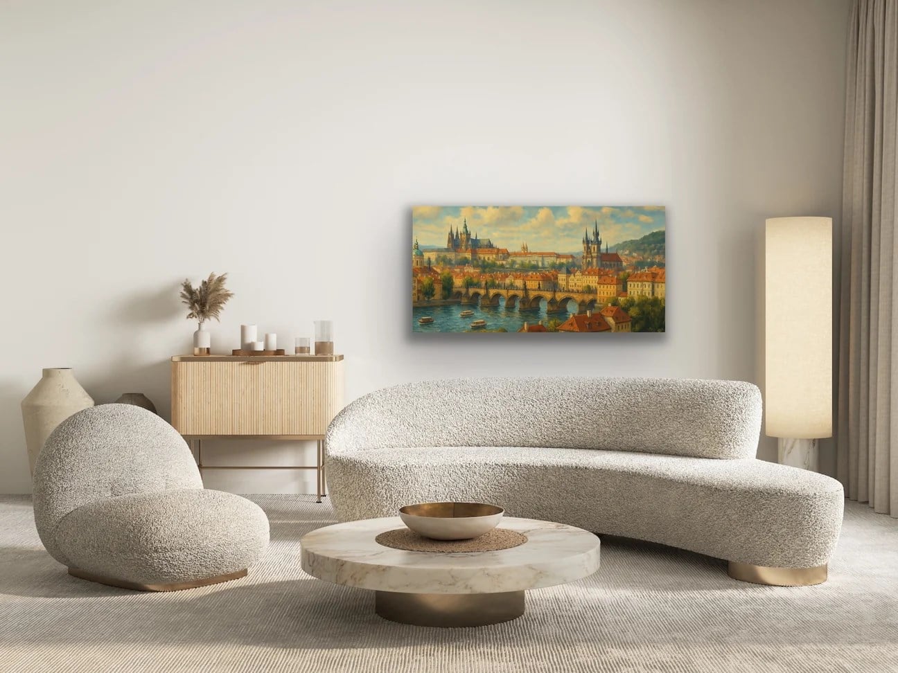 Prag Şehir Manzarası Kanvas Tablo 60x120cm
