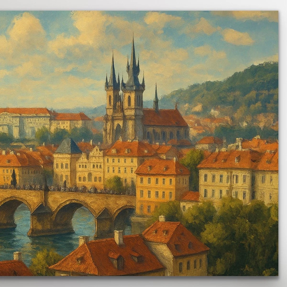 Prag Şehir Manzarası Kanvas Tablo 60x120cm