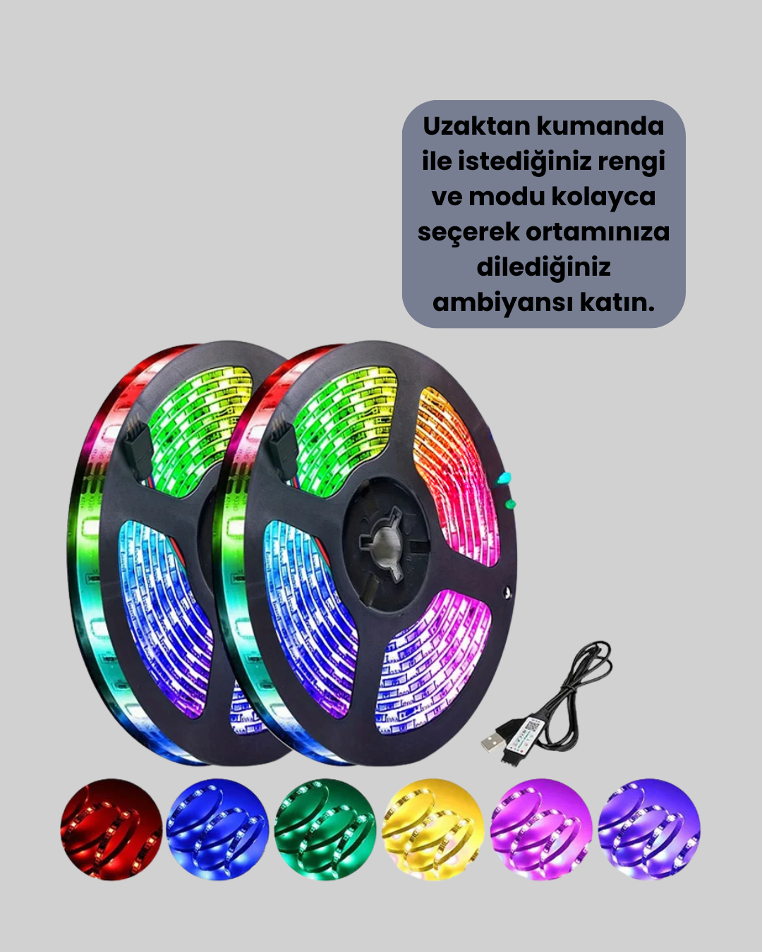 Pratik Kurulumlu 5 Metre Kumandalı Şerit LED