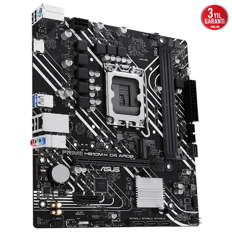 PRIME H610M-K D4 ARGB DDR4 3200MHZ 1XHDMI 1XM.2 USB 3.2 MATX 1700P (12./ 13. VE 14. NESİL İŞLEMCİ UYUMLU)