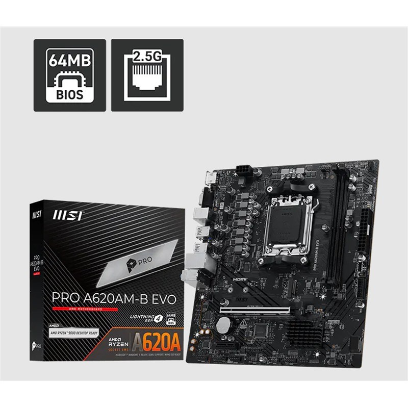 PRO A620AM-B EVO DDR5 6800MT/S 1XHDMI 1XVGA 1XM.2 USB MATX AM5 ( AM5 9000/8000/7000 SERİ İLE UYUMLU)