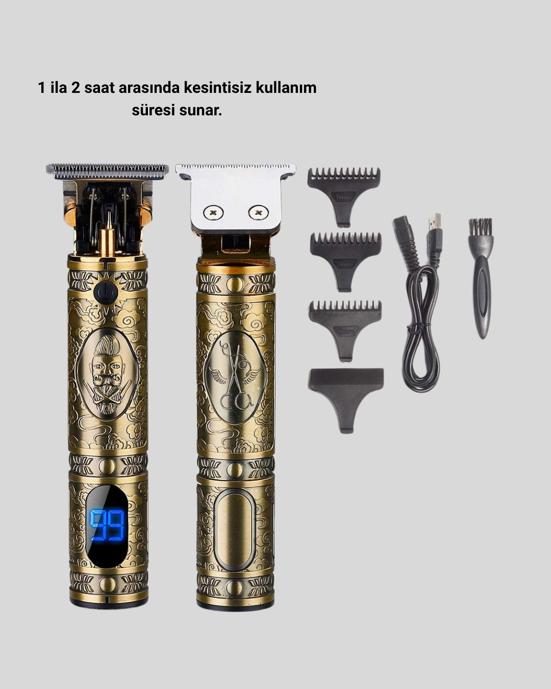 Profesyonel Kablosuz Tıraş Makinesi – 1-2 Saat Kesintisiz Kullanım