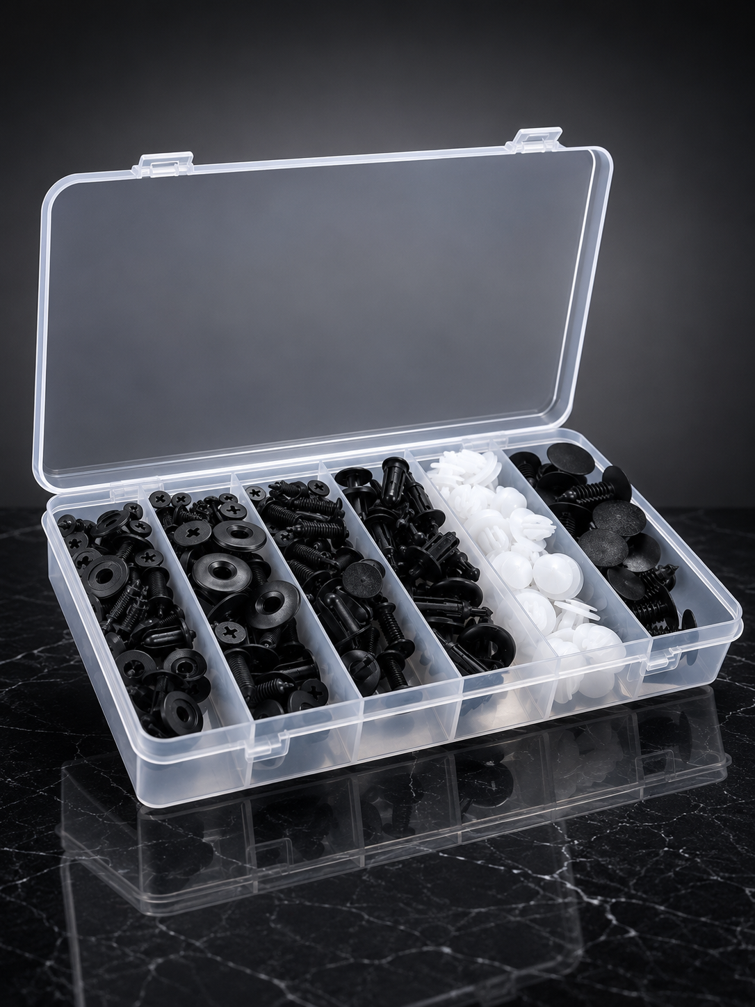 Profesyonel Oto Klips Tamir Seti 6 Farklı Model Plastik Sabitleme Pimi Organizer Kutulu