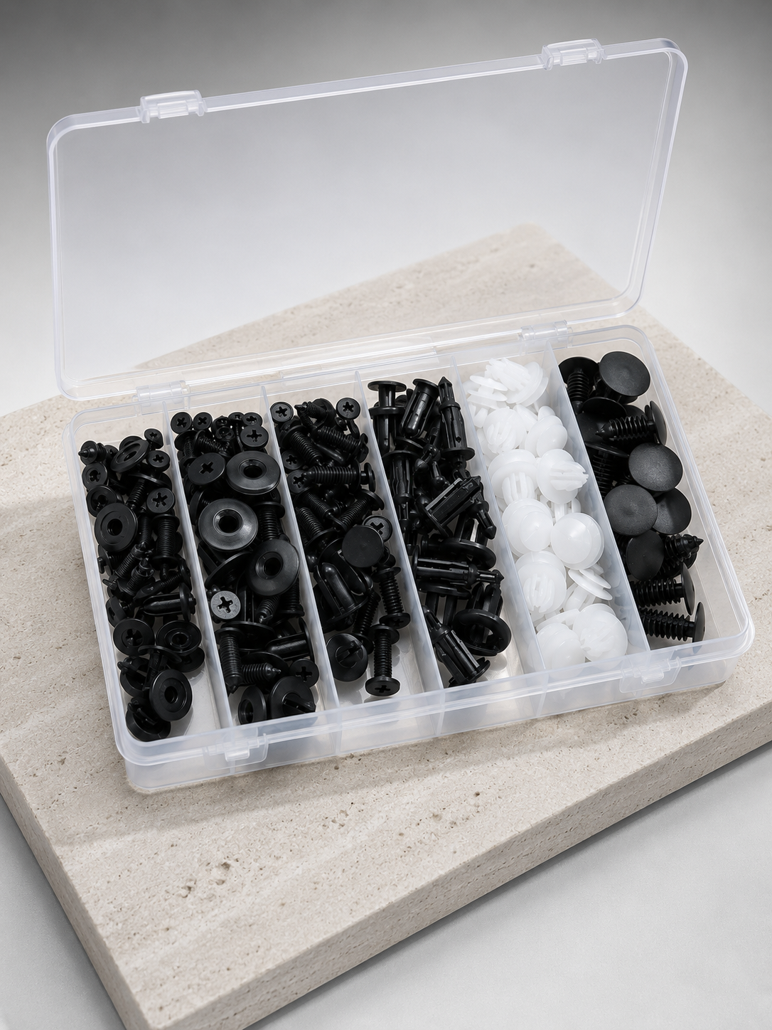 Profesyonel Oto Klips Tamir Seti 6 Farklı Model Plastik Sabitleme Pimi Organizer Kutulu