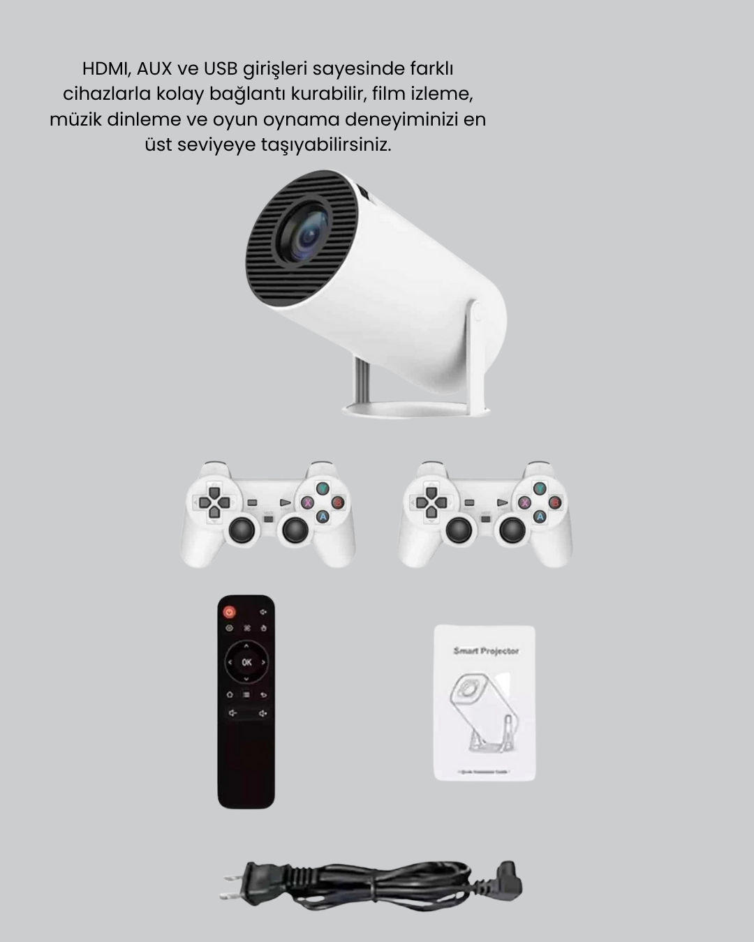 Projeksiyon Cihazı 4K Destekli Kablosuz Bağlantılı Bluetooth 5.0