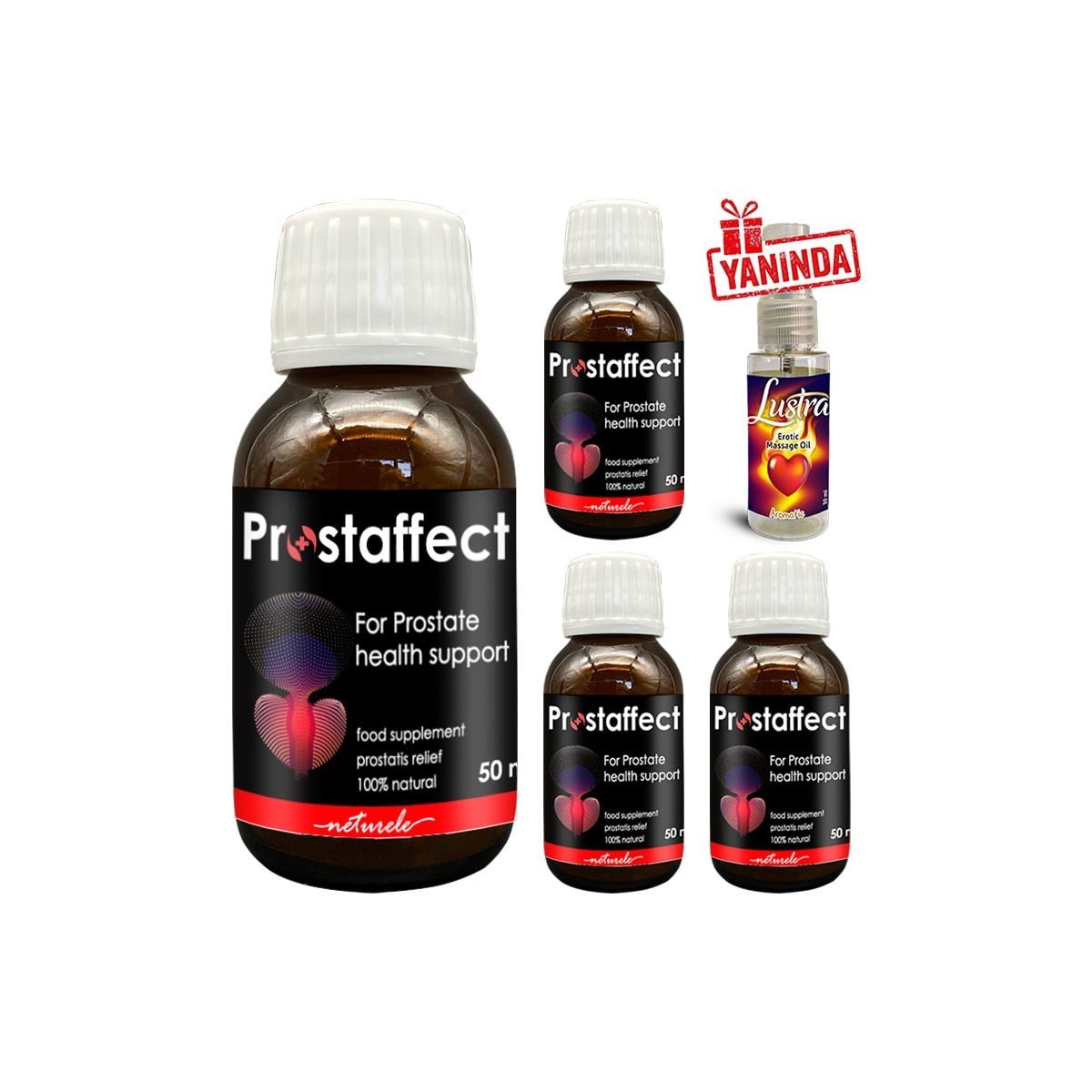 Prostaffect Erkeklere Özel 4 Adet 50 ml Şurup + Yanında Lustra Masaj Yağı