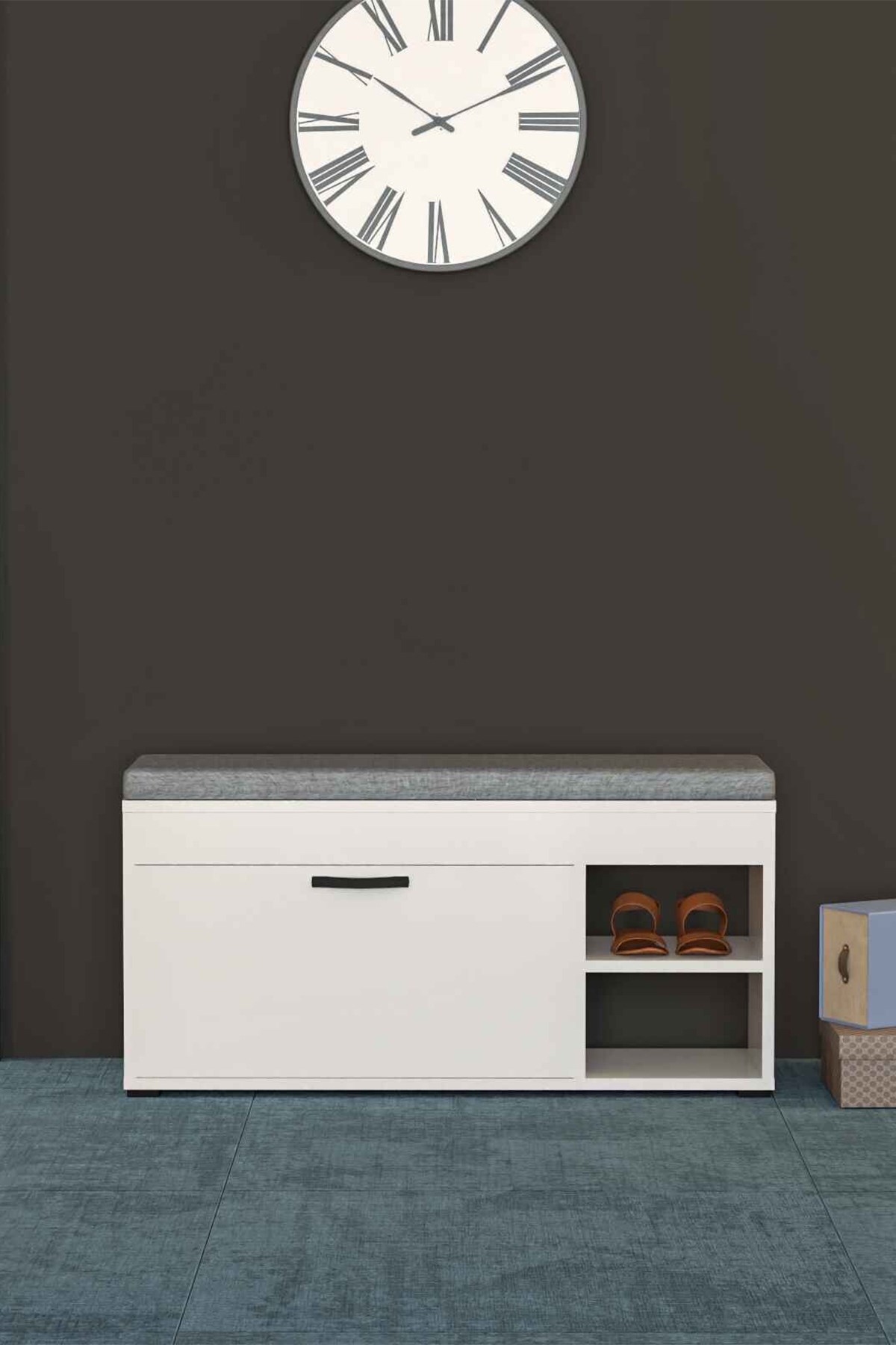 Puflu Ayakkabılık Bench Beyaz 90 cm