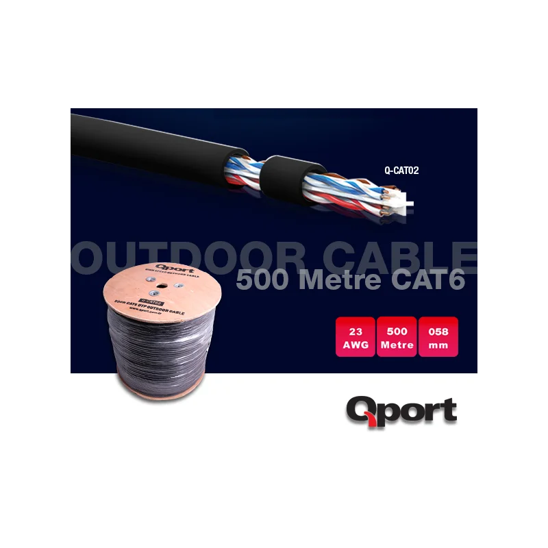Q-CATO2 CAT6 23 AWG UTP 500M OUTDOOR KABLO