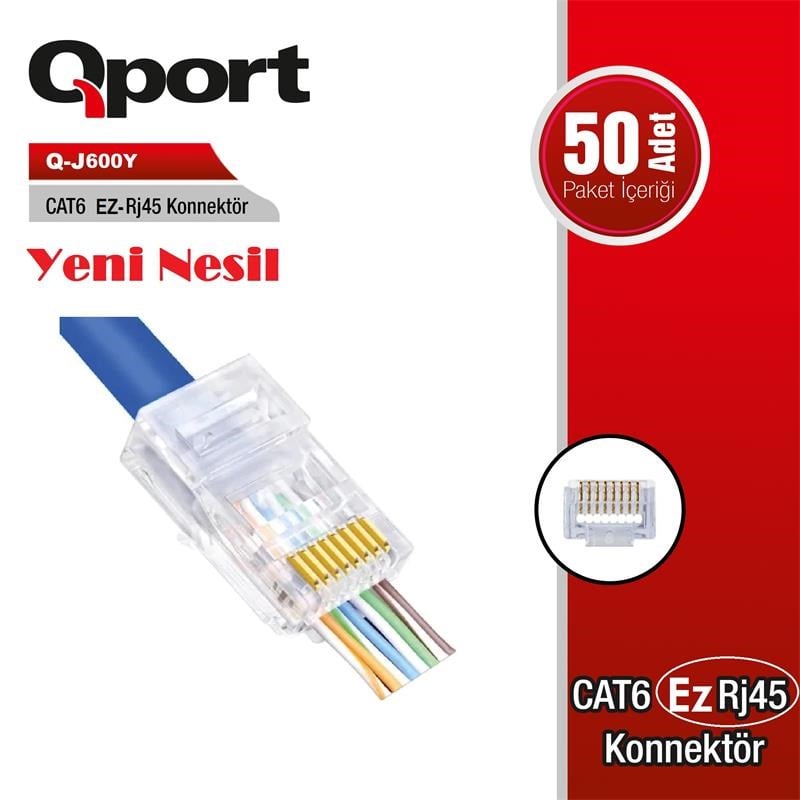 Q-J600Y CAT6 50 LİK PAKET EZRJ45 YENİ NESİL KONNEKTÖR