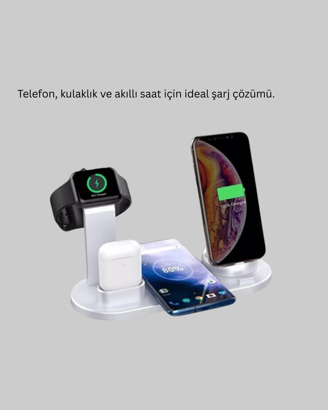 Qi Destekli Tüm Cihazlarla Uyumlu Kablosuz Şarj Ünitesi