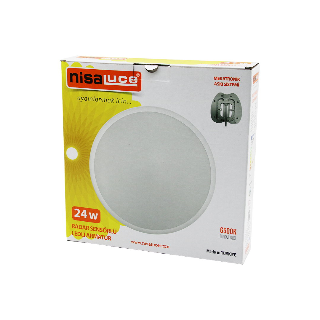 Radar Sensörlü 24W LED Armatür 6500K - 2160 lm Beyaz