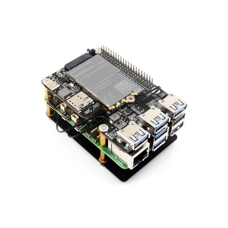 Raspberry Pi 5 için PCIe - M.2 4G/5G ve USB 3.2 HAT - Raspberry Pi 5 Uyumlu