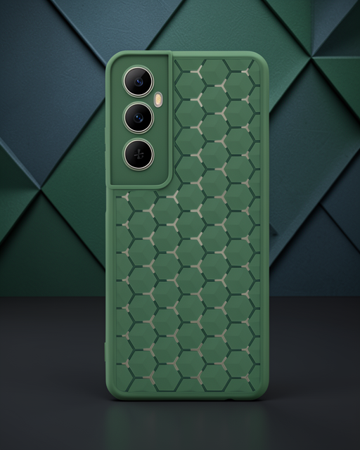 Realme C65 Kılıf Petek Silikon Kapak - Koyu Yeşil