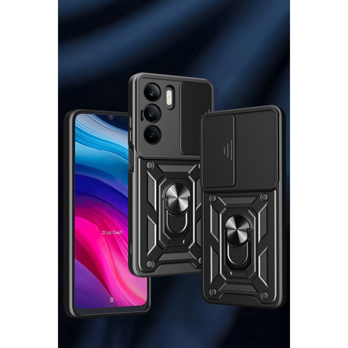 Realme C75 4G Kılıf Pars Lens Yüzüklü Silikon - Siyah