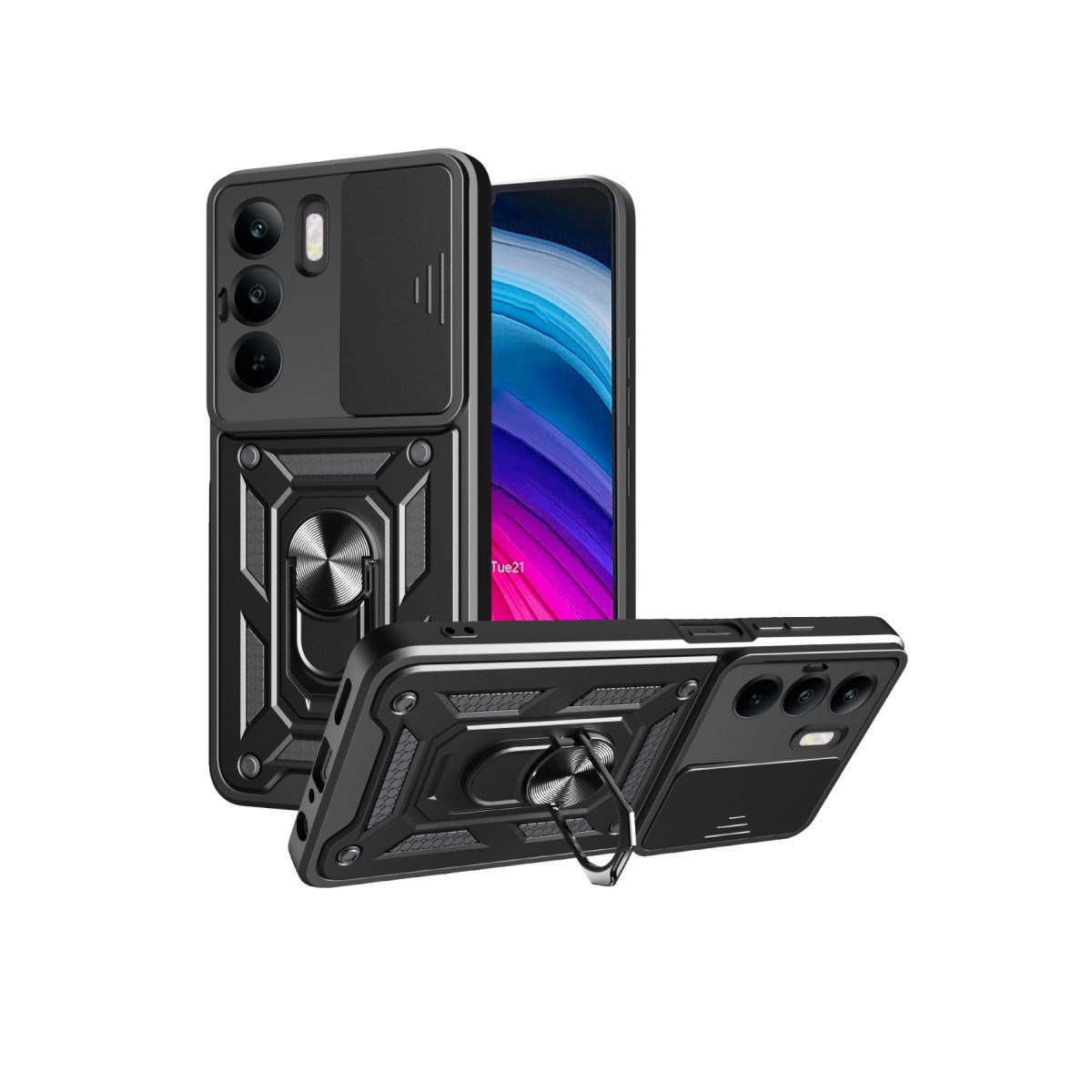Realme C75 4G Kılıf Pars Lens Yüzüklü Silikon - Siyah
