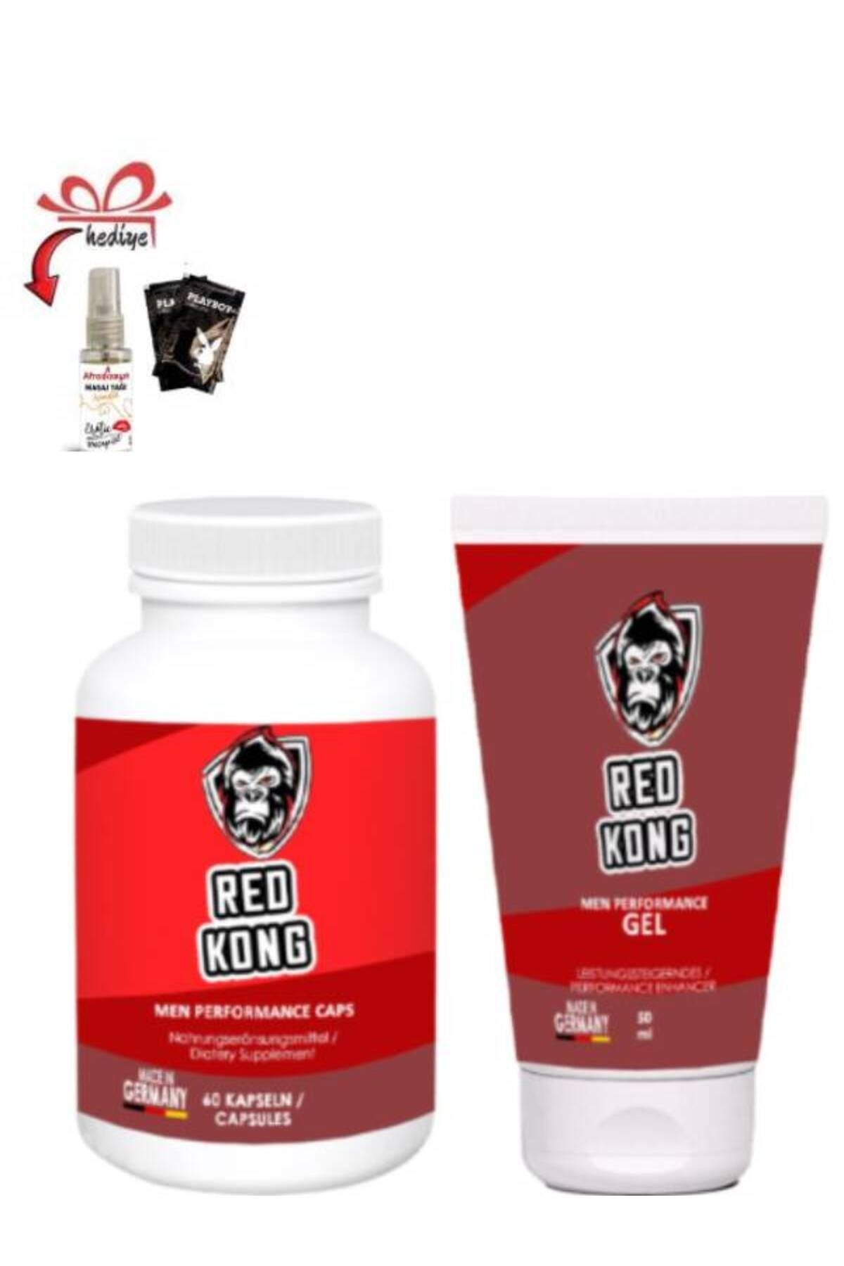 Red Kong Erkeklere Özel Bölge Destekleyici 60'lı set+Afrodizayn Masaj Yağı