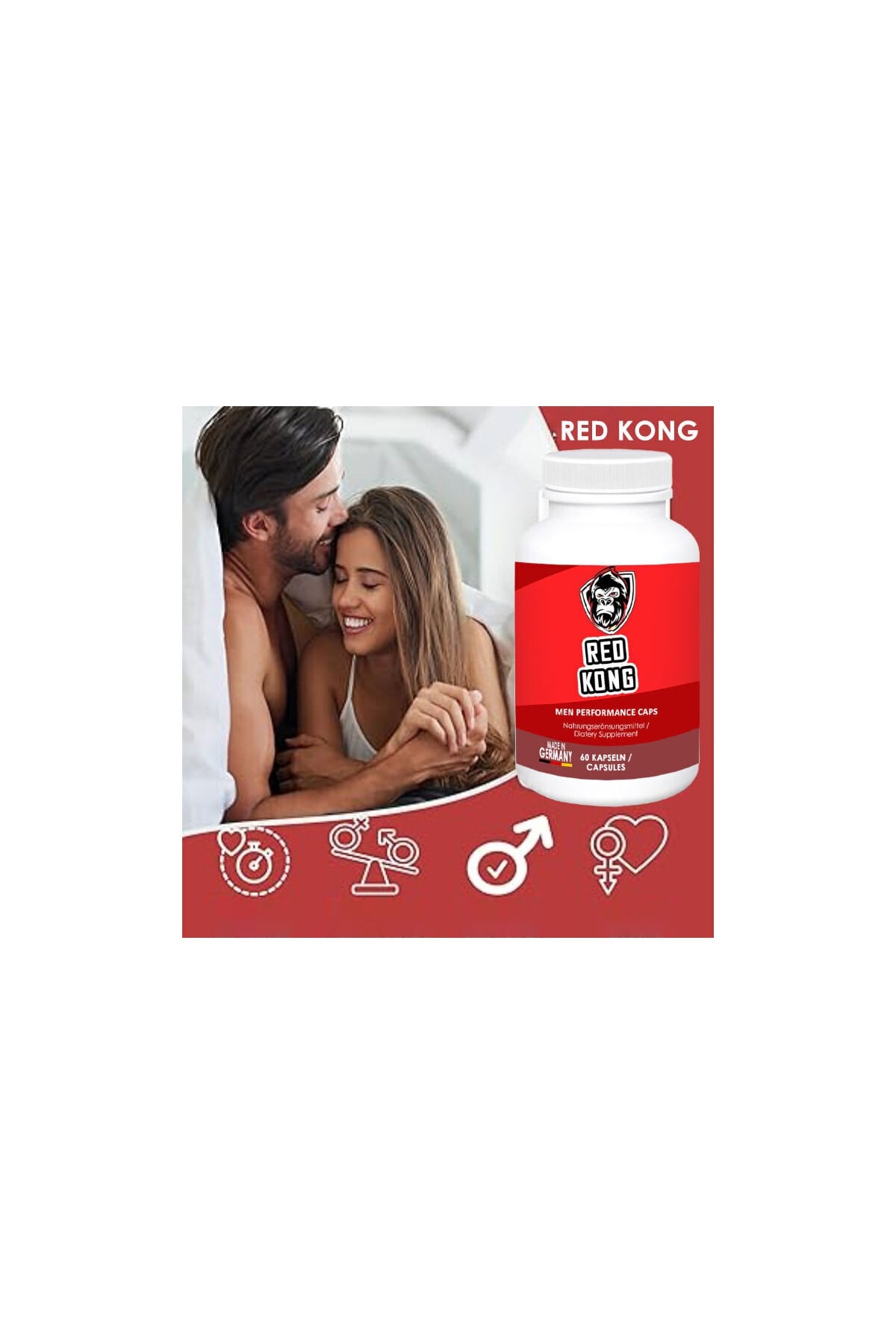 Red Kong Erkeklere Özel Bölge Destekleyici 60'lı set+Afrodizayn Masaj Yağı